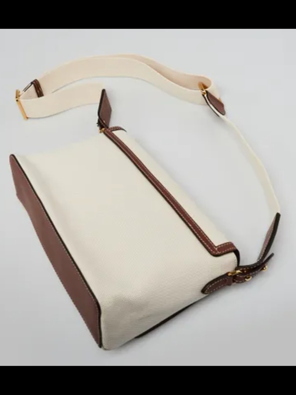 Burberry Cream Canvas & Brown Leather Logo Shoulder Bag - Picture 2 of 7